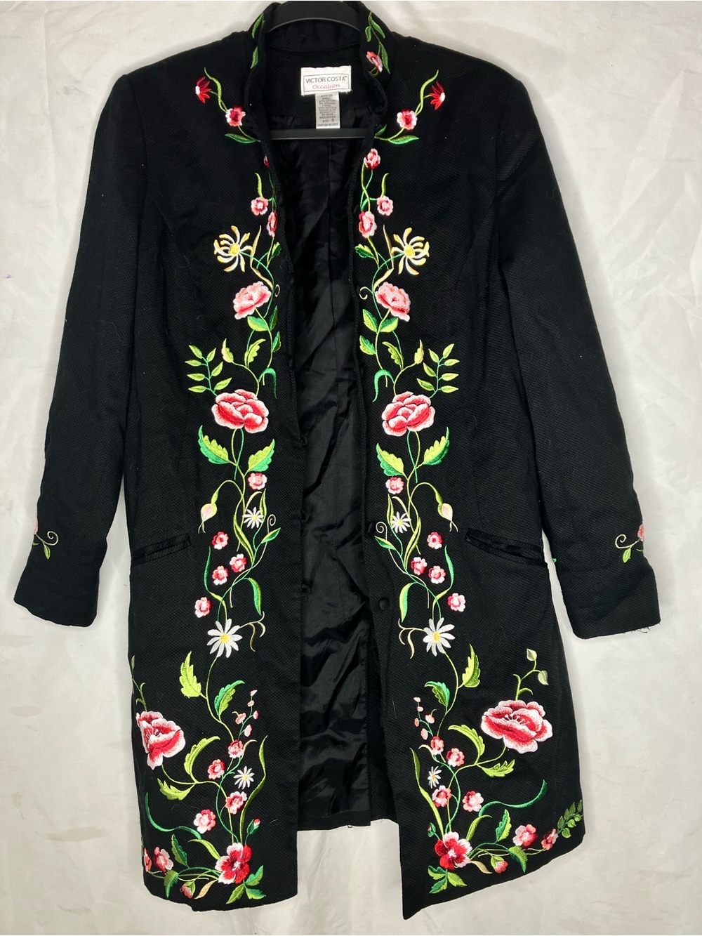 Victor Costa VTG tapestry artsy embroidered floral coat S